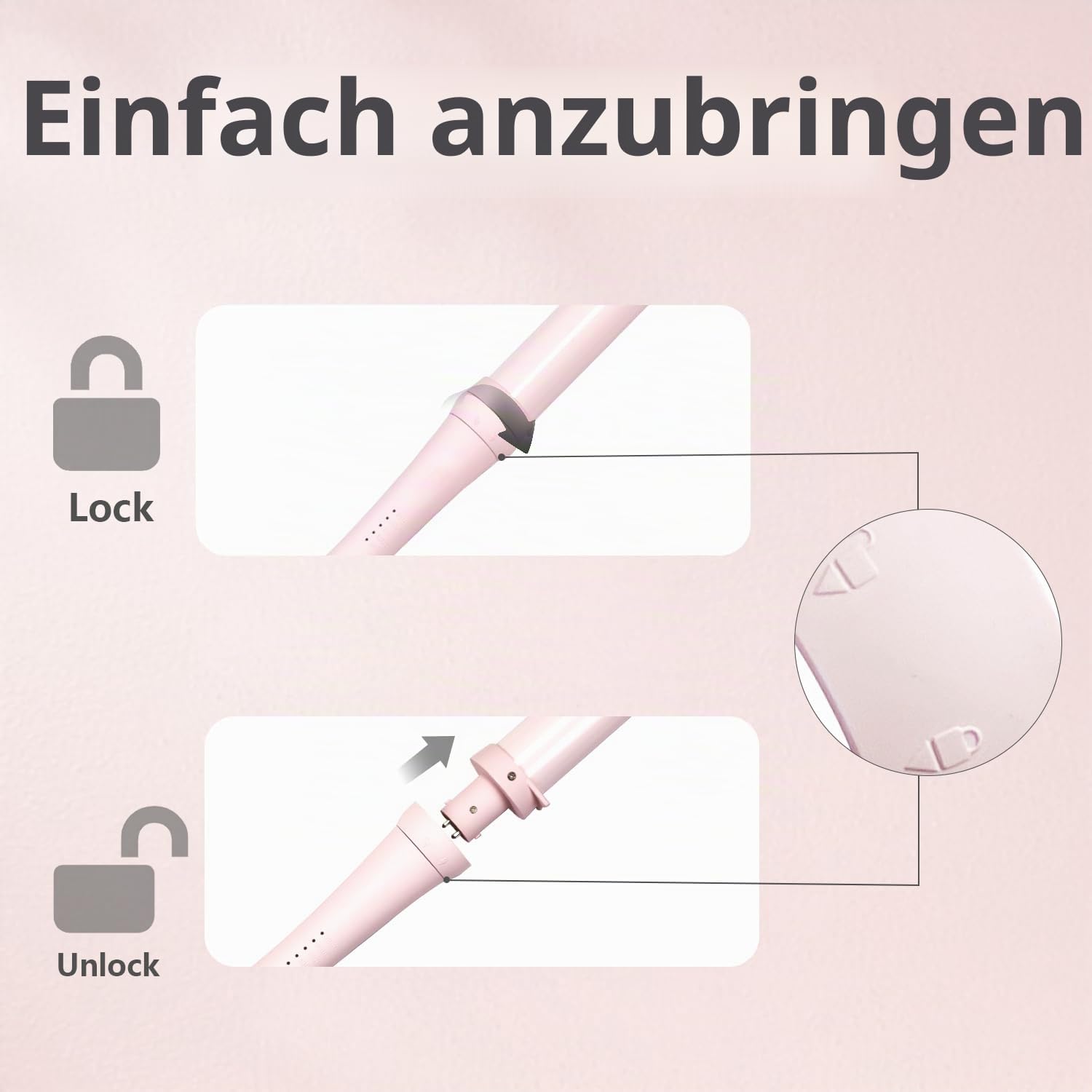 Lockenstab Lockenstäbe Set 7 in 1 für großer Wellen, (0,6 "-1,25"), Crimper Styling Werkzeuge, beheizte runde Bürste, Haargerät, Keramikbeschichtung mit rosa Geschenkverpackung