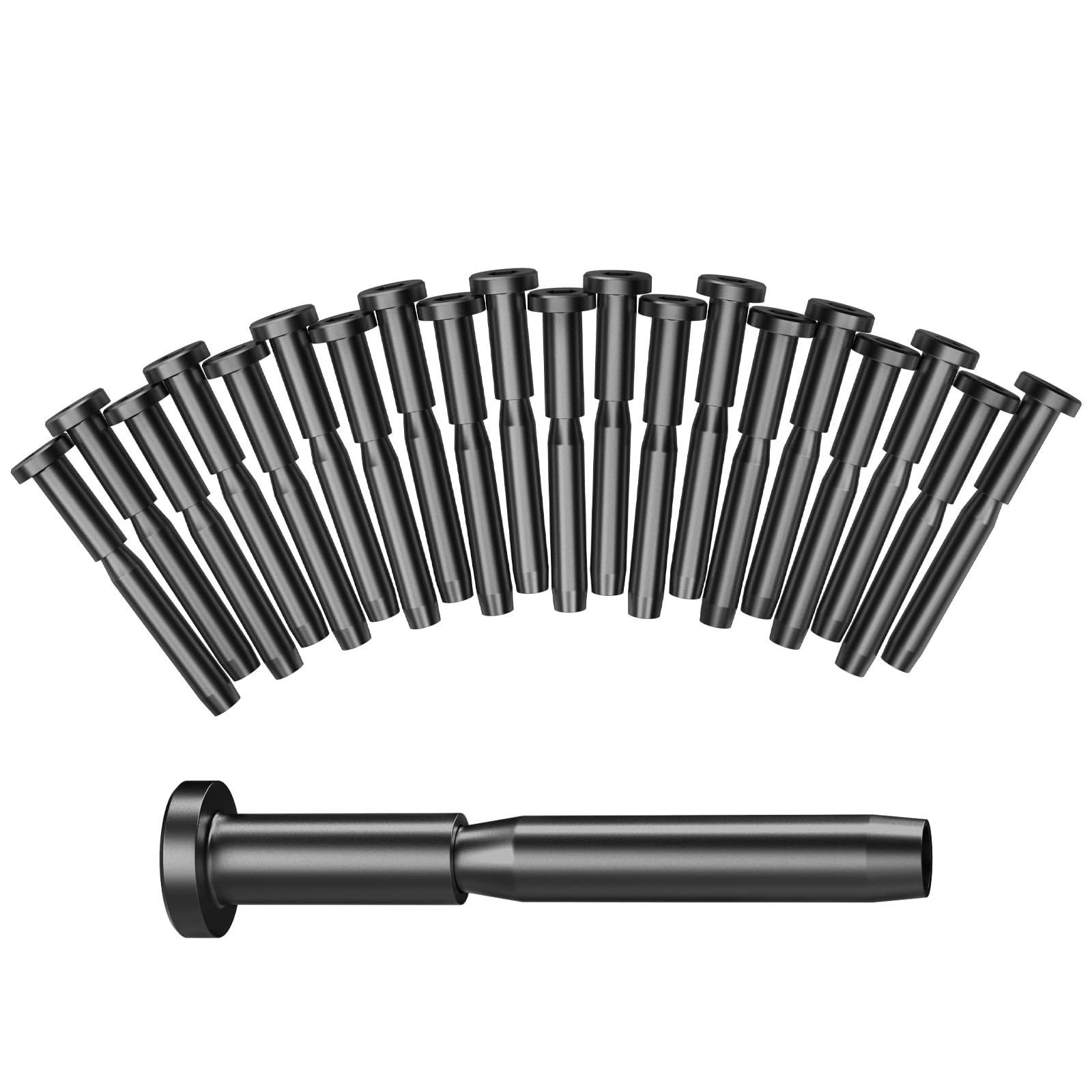 BLIKA 20 Pack 3/16" Black Invisible Cable Railing Kits for 2"x2" Wood & Metal Posts, T316 Stainless Steel Invisible Receiver and Swage Stud End for