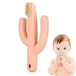 Cactus Teether, Baby Teething Toys for Babies, Self-Soothing Pain Relief Soft Baby Toothbrush for Babies, Toddlers, Infants, Boy and Girl, Natural Organic BPA Free(Peachy)