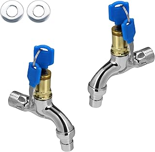 2 Piezas Grifo Jardin, Grifo Exterior con Cerradura, Aleación de Zinc, con Llave, para Riego de Jardines y Lavado de Coches