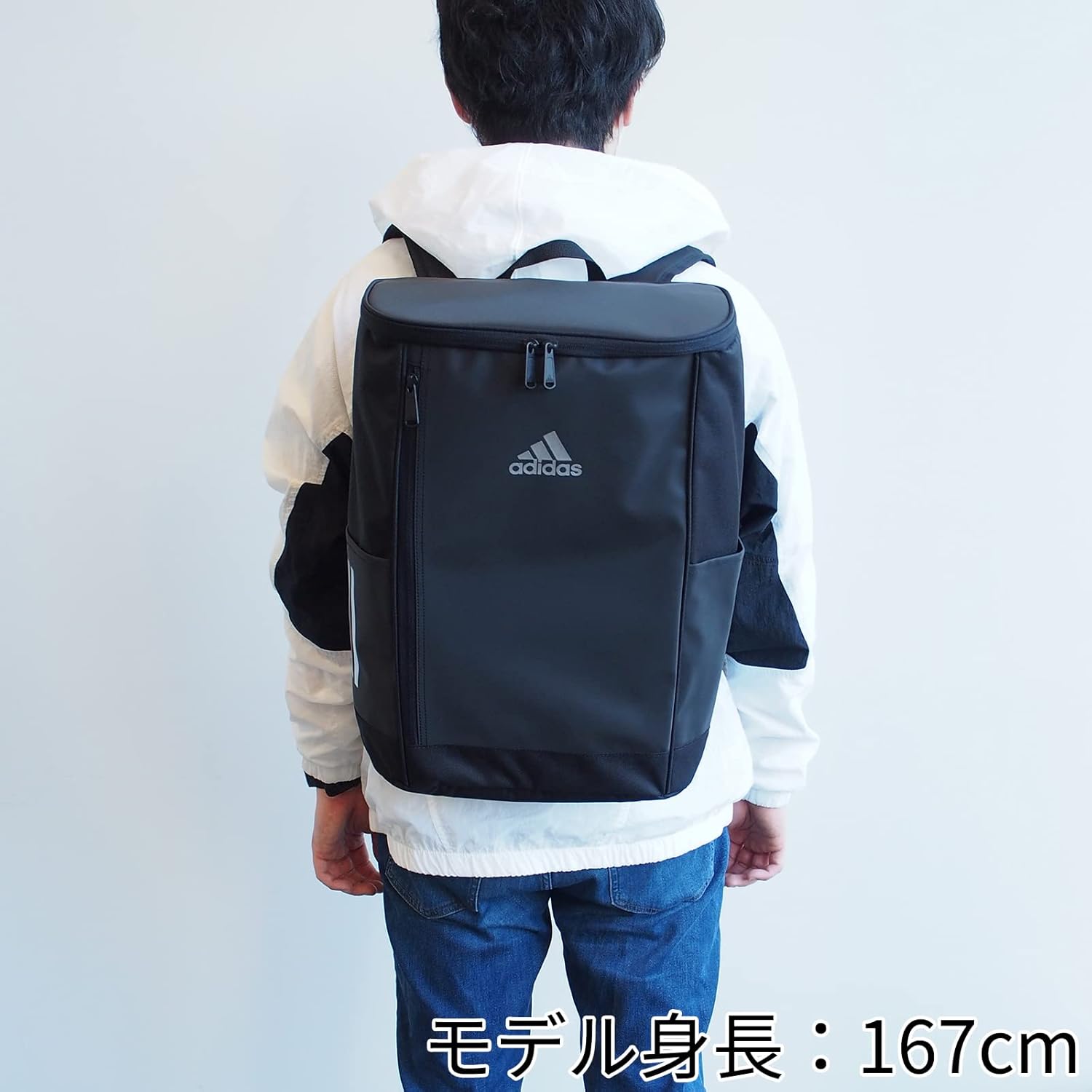 [アディダス] リュックサック B4サイズ収納可 15.6inchPC収納 23L ボックス型 通学 スクールリュック スクールバッグ No.63586 メンズ ブラック/シルバー