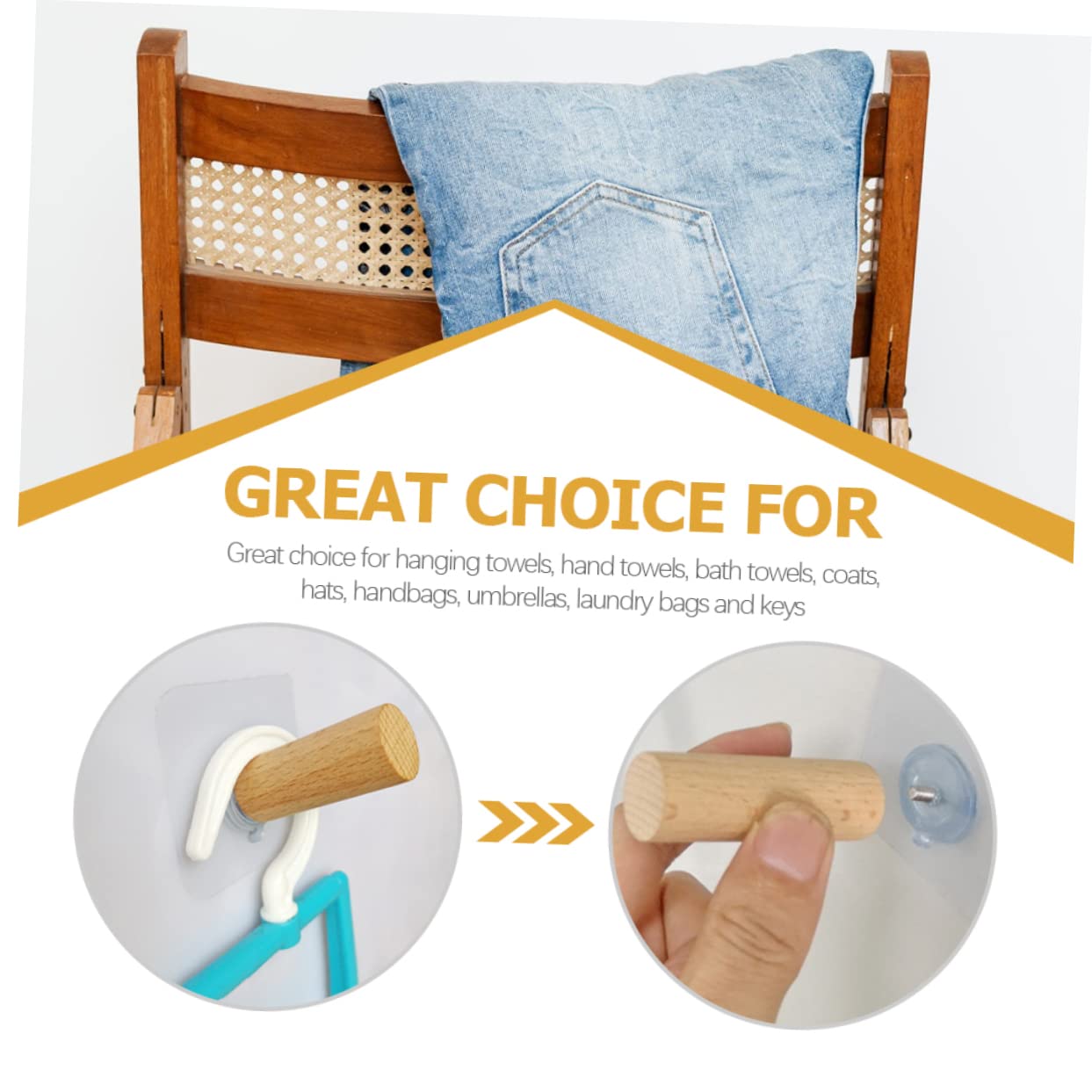 Ganci Da Parete In Legno Naturale, Stile Rustico: Perfetti Per Appendere Elastici, Sciarpe E Asciugamani In Bagno O Camera Da Letto