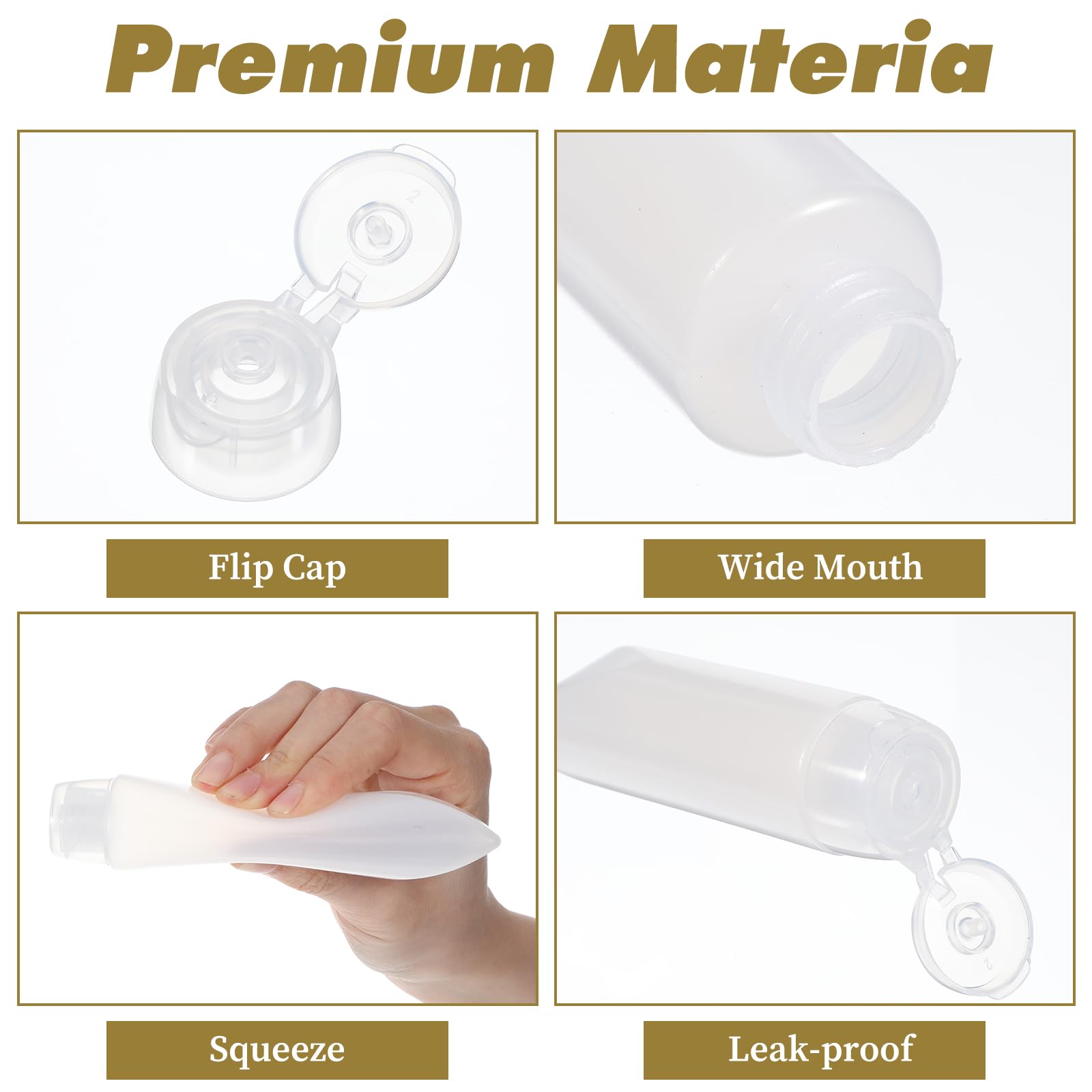 Classicseali 6pcs Empty Travel Bottles for Toiletries Refillable Clear Plastic Squeezy Travel Bottle - Image 4