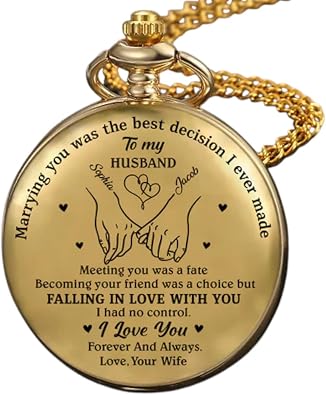 The Best Decision - Personalized Pocket Watch, Marrying You Was The Best Decision I Ever Made Custom Watches, To My Husband Pocket Watch for Men, Christmas Birthday Gifts For Husband Him Her