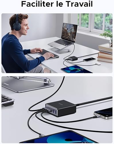 UGREEN Zapix 100W 6 Ports Chargeur USB C Rapide Station de Charge Bureau GaN Tech 65W Compatible avec iPhone 17 Pro Max Air 16 15 14 13 12 iPad MacBook Pro Air Neo M5 M4 M3 M2 M1 Galaxy S26 S25 S24 - 6
