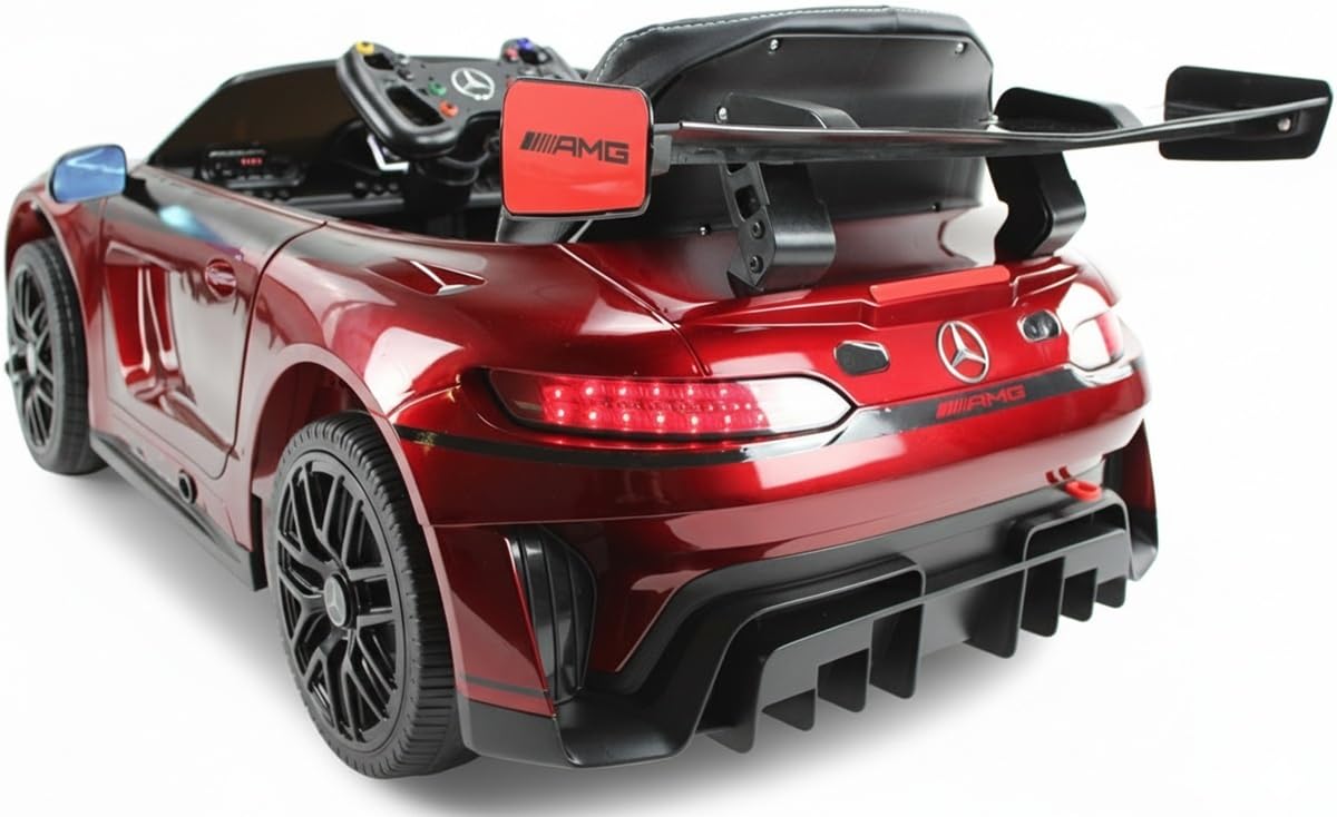 Playhouse Mercedes GT3 4x4-4 Motoren, Bluetooth, Lizenz, Ledersitz, Lackiert, 2 Stoßdämpfer, Eva Räder, 12V 9ah, Fernbedienung,Kinder Elektroauto, Kinderauto Kinderfahrzeug (Rot)