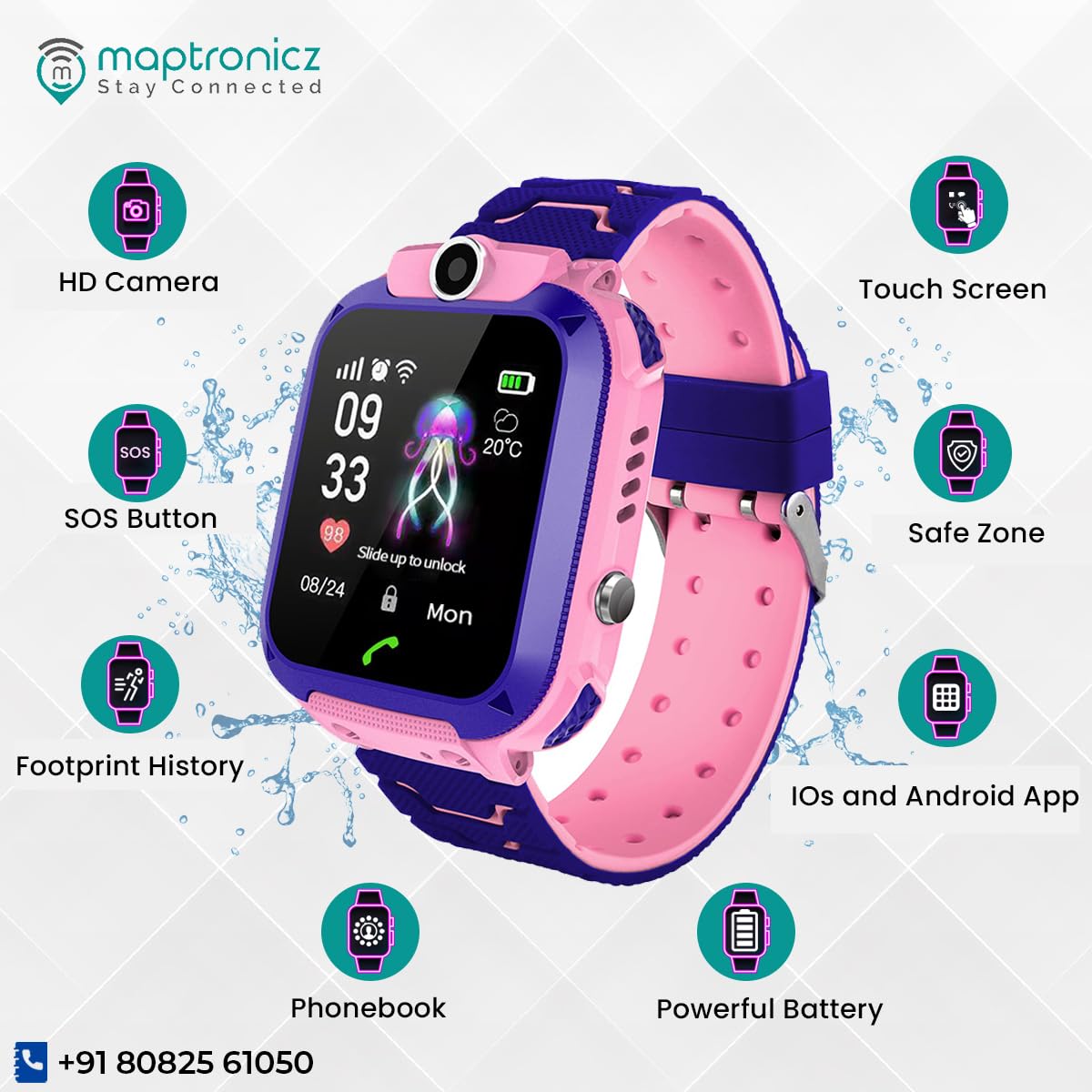 Maptronicz Gps Kids Tracker Smart Watch With Calling Fuction