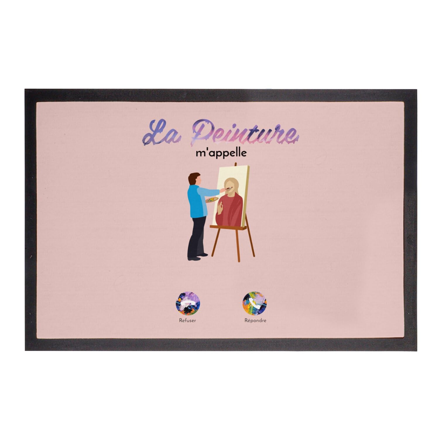 Paillasson rose artiste 75x50cm pour sublimer votre entrée d'atelier