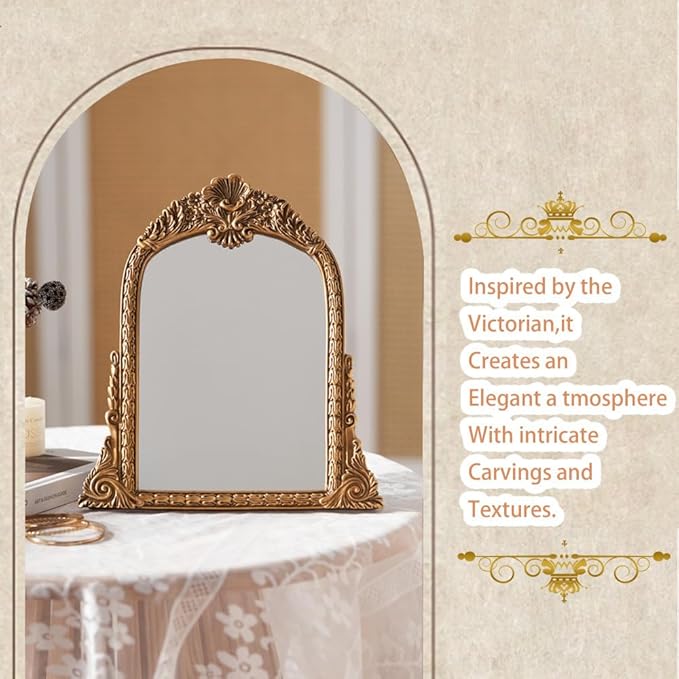 Espejo Vintage Dorado Pequeño HSDDHOME 27.9x28.4 cm miniatura 6