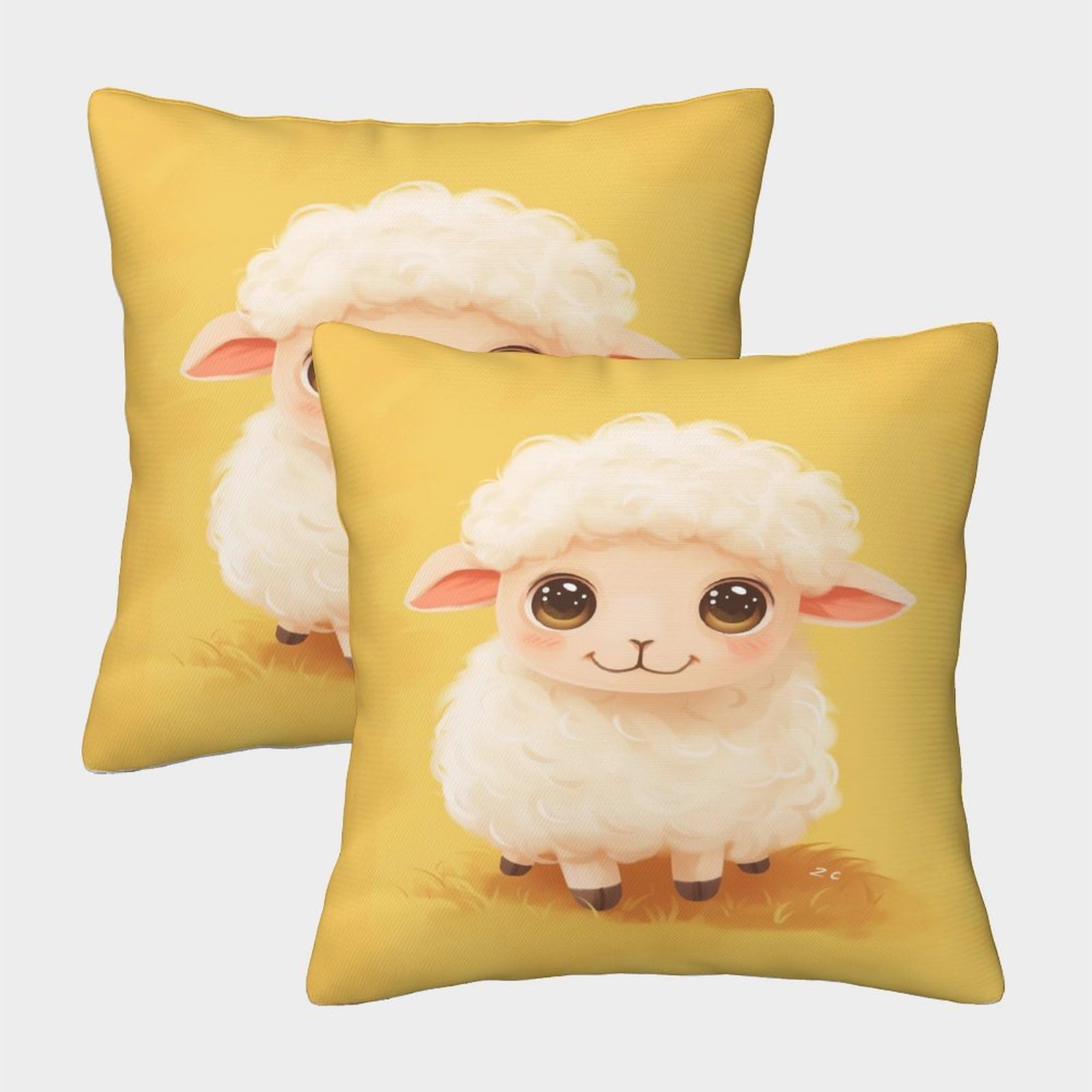 Lehuaima Style-5 Sheep Cushion Cover Set Of 2 Decorative Machine Washable Pillowcases Square Cushions With Invisible Zipper Cushion Covers For Livingroom Sofa Bedroom Throw Pillow Case 45X45cm