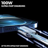 Vista 3 de Rolling Square inCharge XL - Cable de carga múltiple 6 en 1, cable USB portátil y USB-C con potencia de carga ultrarrápida de 100 W, 10 pies9.8 ft