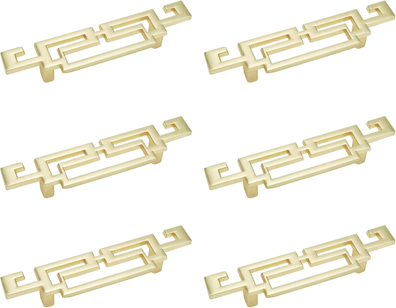 6pcs Antique Style Cabinet Pull Handles 2.5" Hole Center Golden Pulls for Chinese Furniture Dresser Drawer with Screws