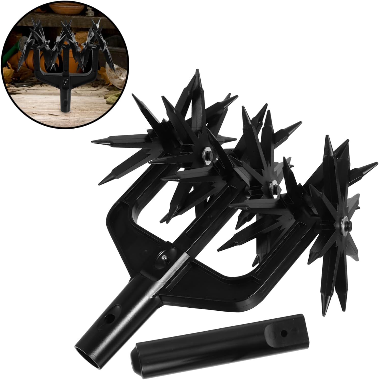 Rotary Cultivator Lawn Aerator Tool Removable Spike Design for Soil Loosening Grass Repair and Plant Growth Lightweight Gardening Equipment for Gardens and Lawns