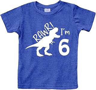 rawr im 6 Dinosaur 6th Birthday Shirt boy 6 Year Old Dino Tshirts Roar six Bday