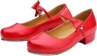 タップダンスシューズ、女の子用タップシューズ、女性用タップシューズダンス、女の子用タップシューズ、子供用タップシューズ、キッズタップシューズ、快適、ローヒール、ベルトバックル、若いダンサー、女の子、タップダンス初心者向け