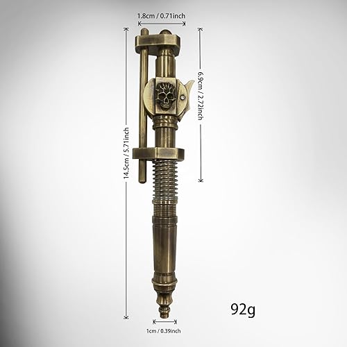 Miniatura 2 de Duffire EDC - Bolígrafo táctico de latón para hombres, bolígrafo de estilo mecánico con calavera retro, regalos creativos, herramientas de escritura