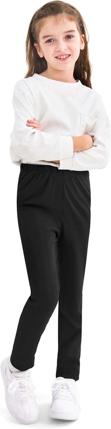 Resinta 3 Pack Girls Leggings Cotton Full Length Leggings Soft Comfortable Footless Stretchy Tights Pants for Kids - Image 2