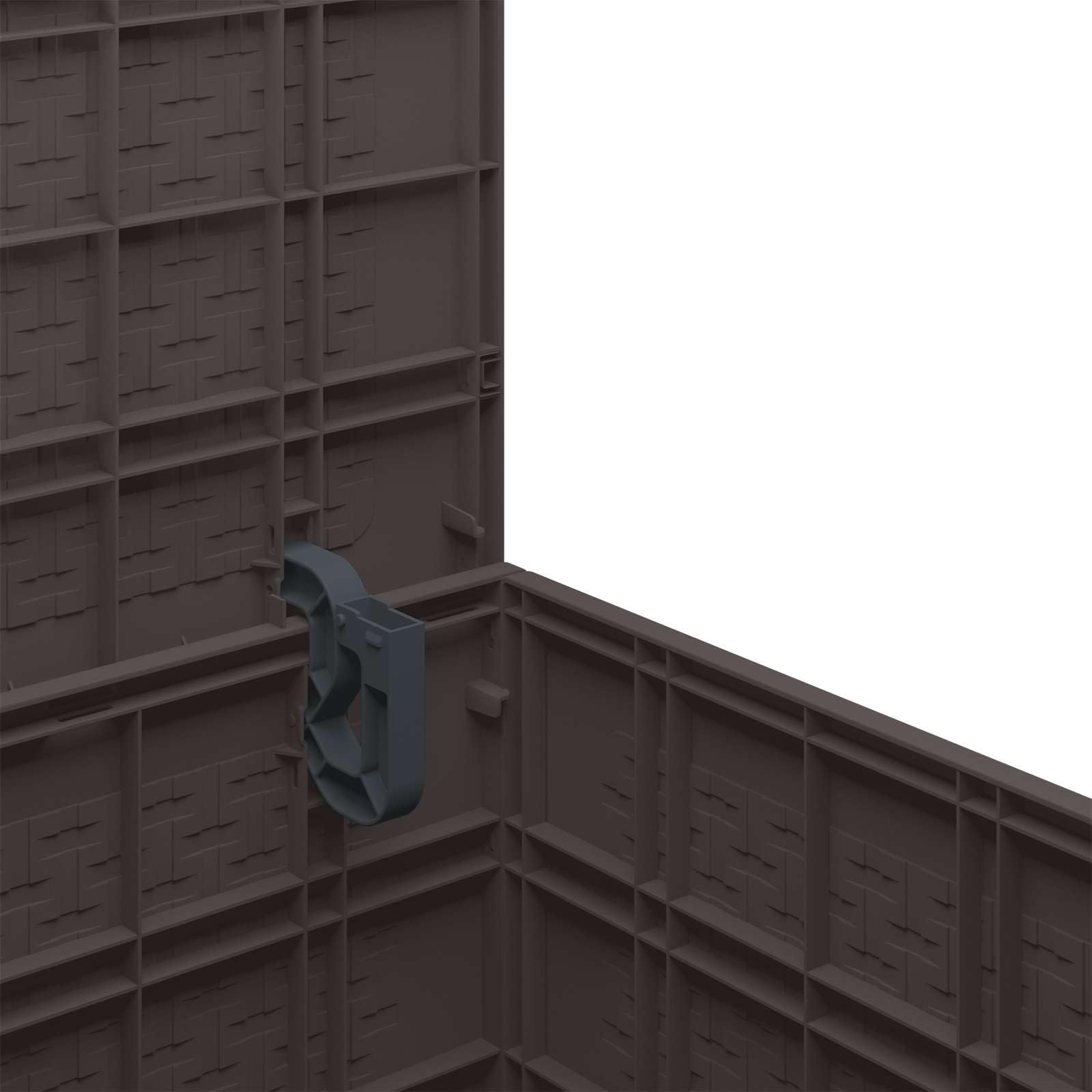 Contenitore marrone in polipropilene, 55 x 53 x 57 cm, per giardino e terrazza, resistente alle intemperie, impermeabile, come panca, contenitore per cuscini, attrezzi, accessori per