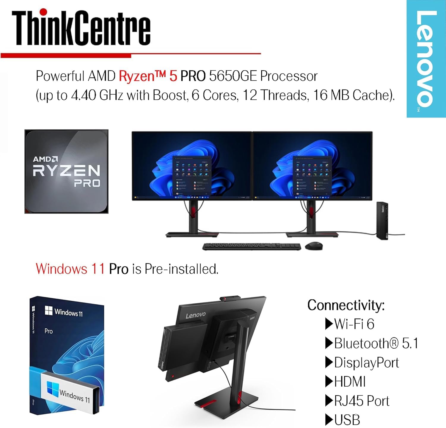 Lenovo ThinkCentre M75q Business Mini Desktop Computer AMD Ryzen 5