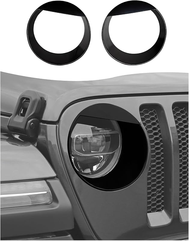 Moldura de Farol Angry Eyes Hoolcar para Jeep Wrangler JL e Gladiator JT 2018-2024+ – Par