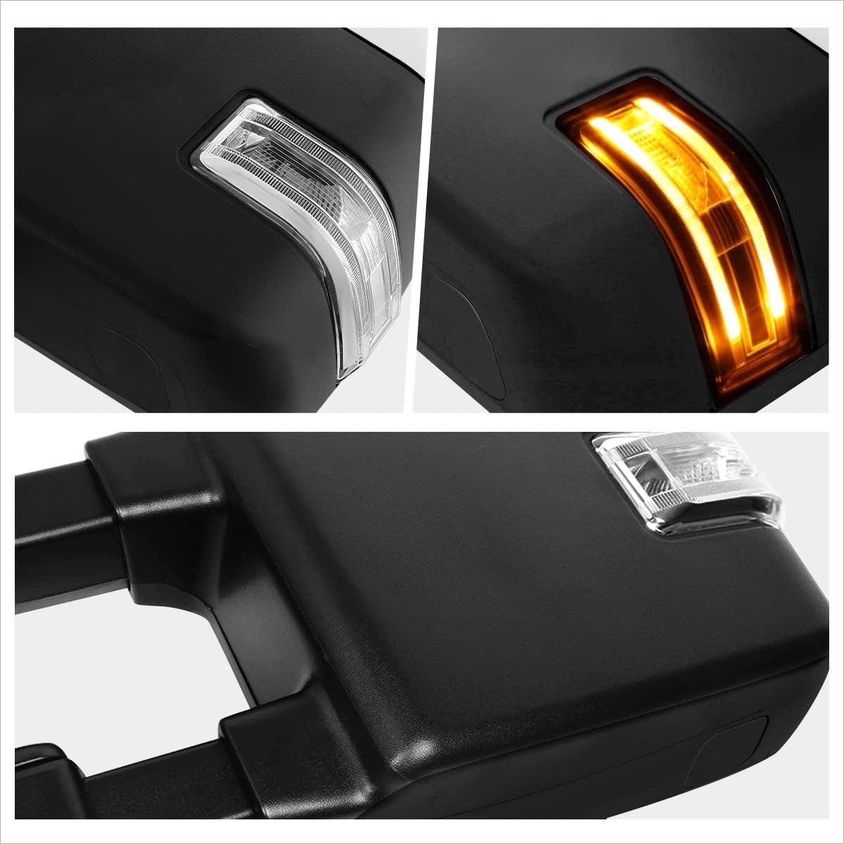 [Pair] Power Heated Tow Towing Mirrors Side Mirrors w/LED Signal Compatible with Ford F250-F550 SD 08-16,Chrome