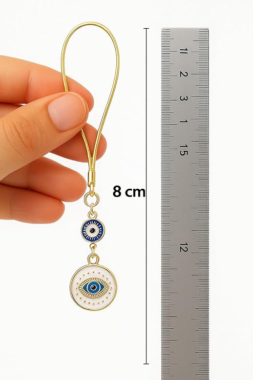 Simagift Evil Eye Beaded Gold Color Car Rearview Mirror Ornament – Decorative And Gift Accessory