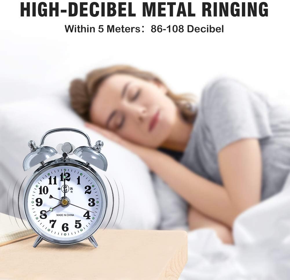 KEYPOWER Alarm Clock Mechanical Wind Twin Bell Double Bell Small