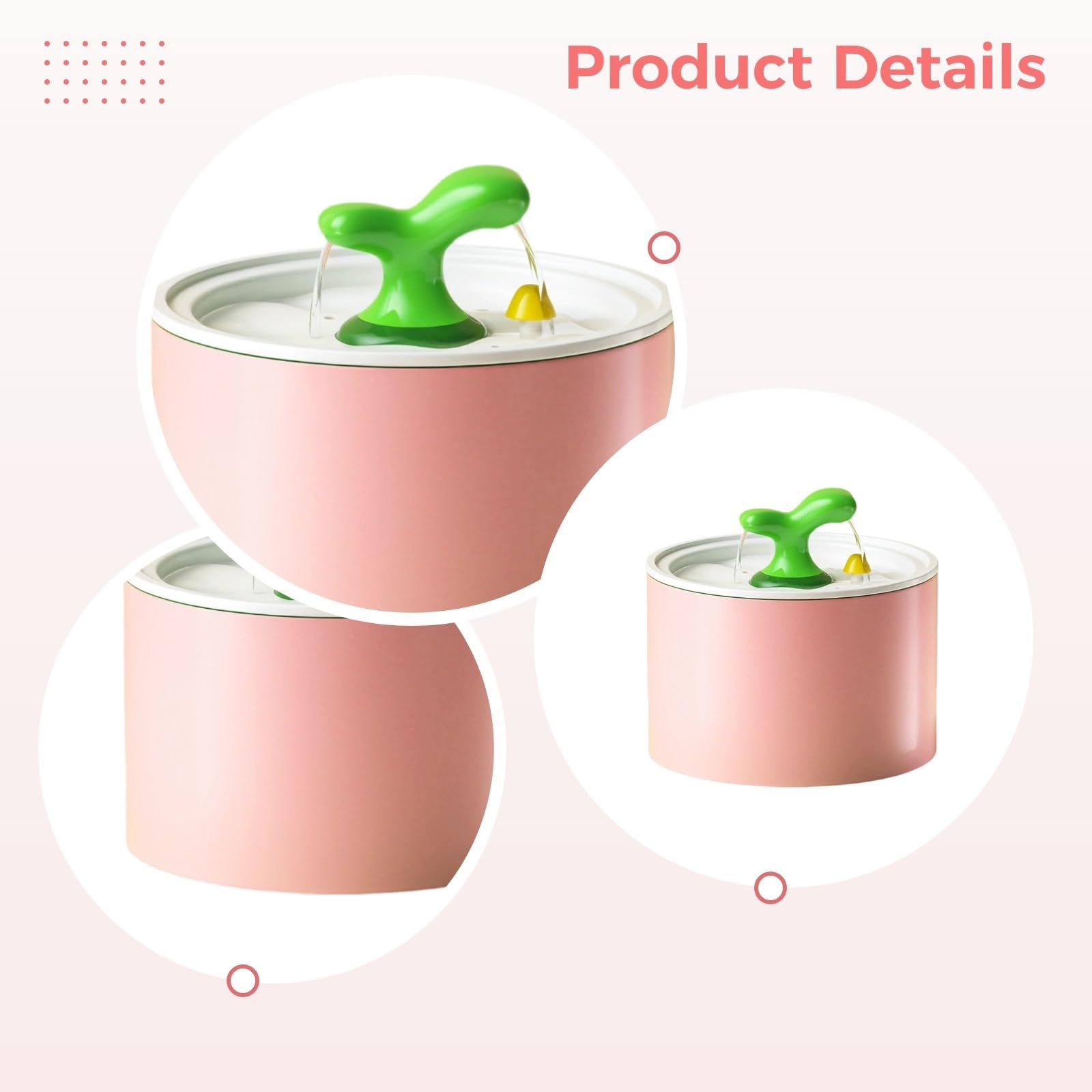 Fuente de cerámica para gatos con filtración de 5 etapas, dispensador de agua de 50 onzas para perros y gatos pequeños, cuenco automático silencioso con diseño de brote de árbol