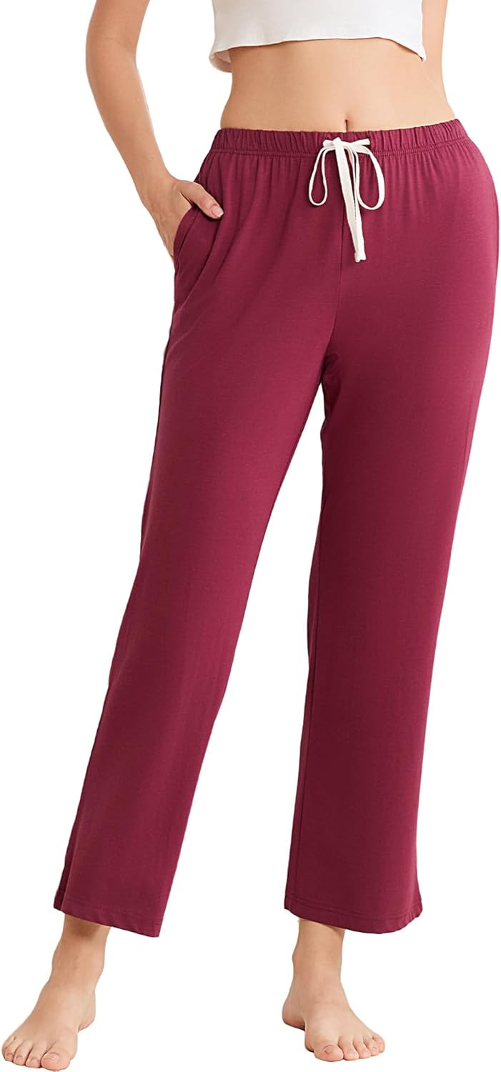 LYCY Womens Cotton Pajama Pants Soft Lightweight Lounge Sleep Bottoms with Pockets and Drawstring