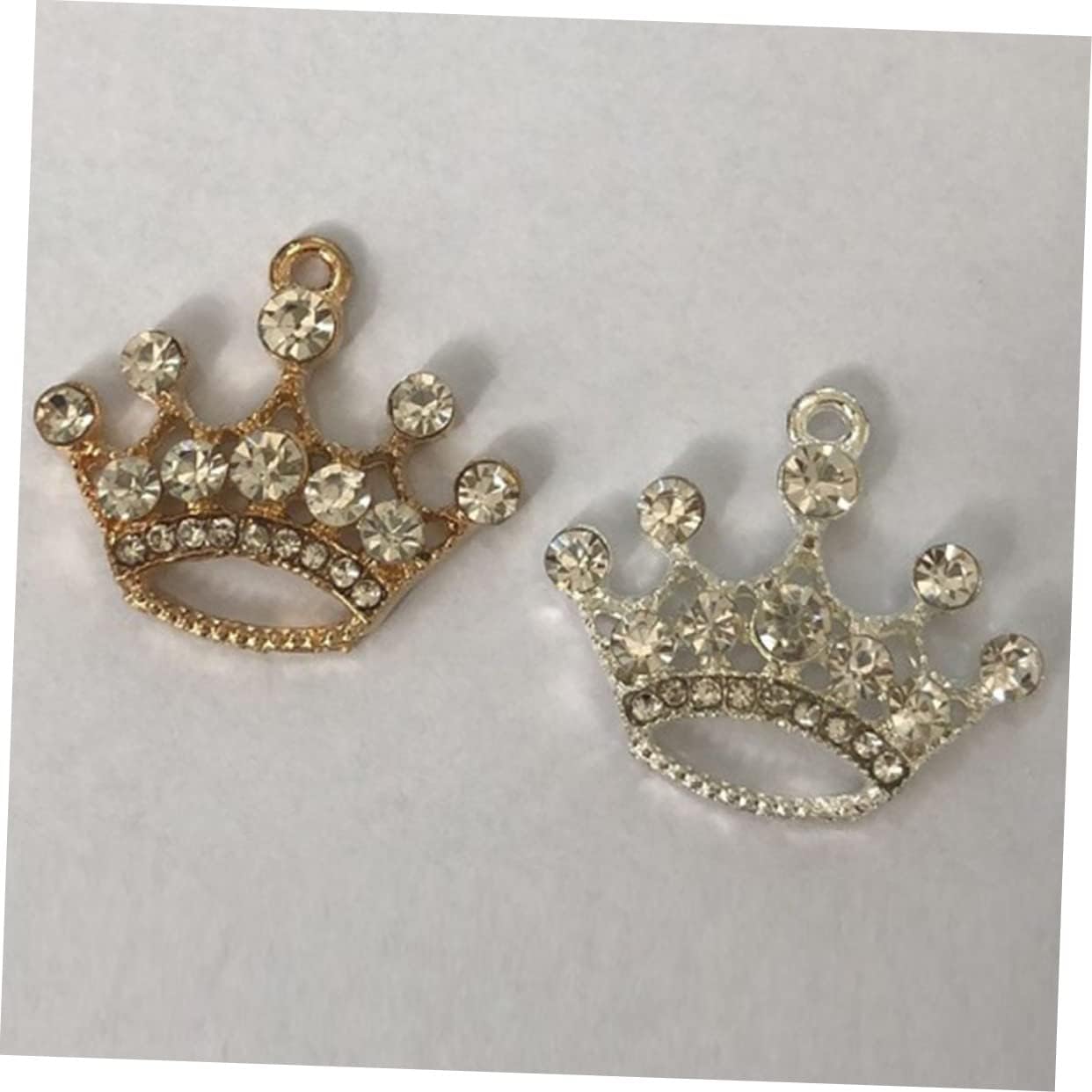 EXCEART 10 Pcs crown pendant Crystal Rhinestone Crown letter charm necklace crystals necklaces silver letter necklace mini crown ornament making accessories Paste drill crafts Bracelet image 2