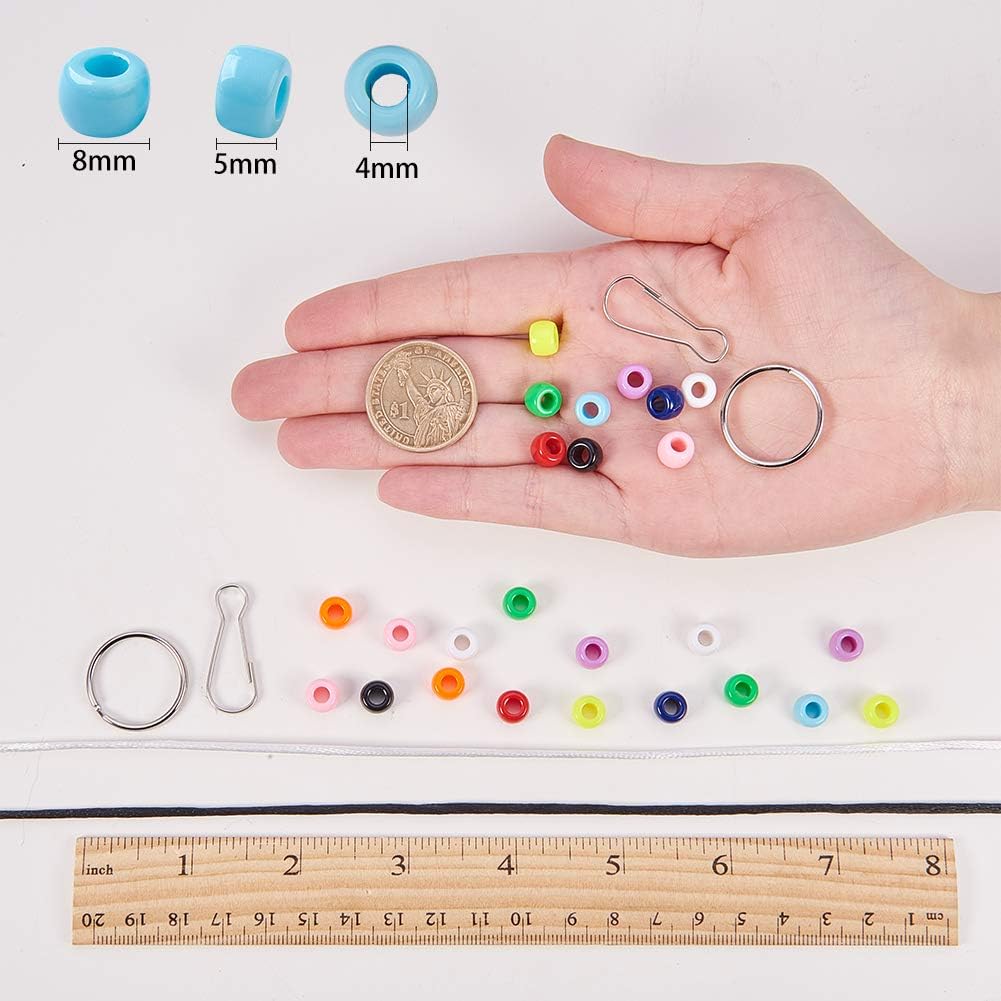 SUNNYCLUE 1 Box 600+Pcs 10 Sets Bead Pets Kit 8mm Large Pony Beads Animals Keychain Kit Video tutorials Gecko Lizard Spacers for Christmas Adult Women Gift Fun Supplies Paper Instruction