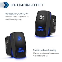 Vista 3 de Rock Lights - Interruptor basculante de 5 pines láser encendido/apagado luz LED azul 20A/12V 10A/24V interruptor de palanca con set de cables puente