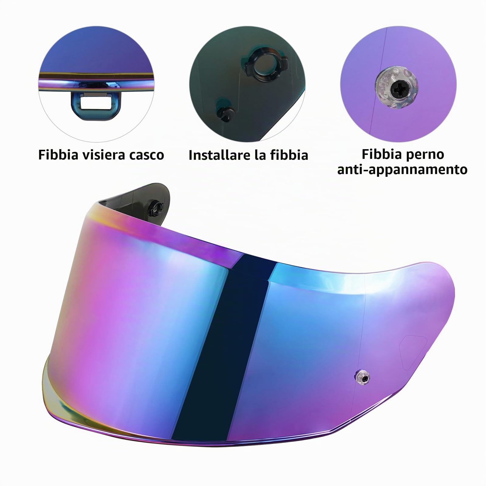 Visiera Casco Moto per FF808,Protezione per Il Vento del Motociclo,Casco Parabrezza Moto Visiera a Lente Integrale per Stream II,Visiera Lente Per Casco (Arcobaleno)