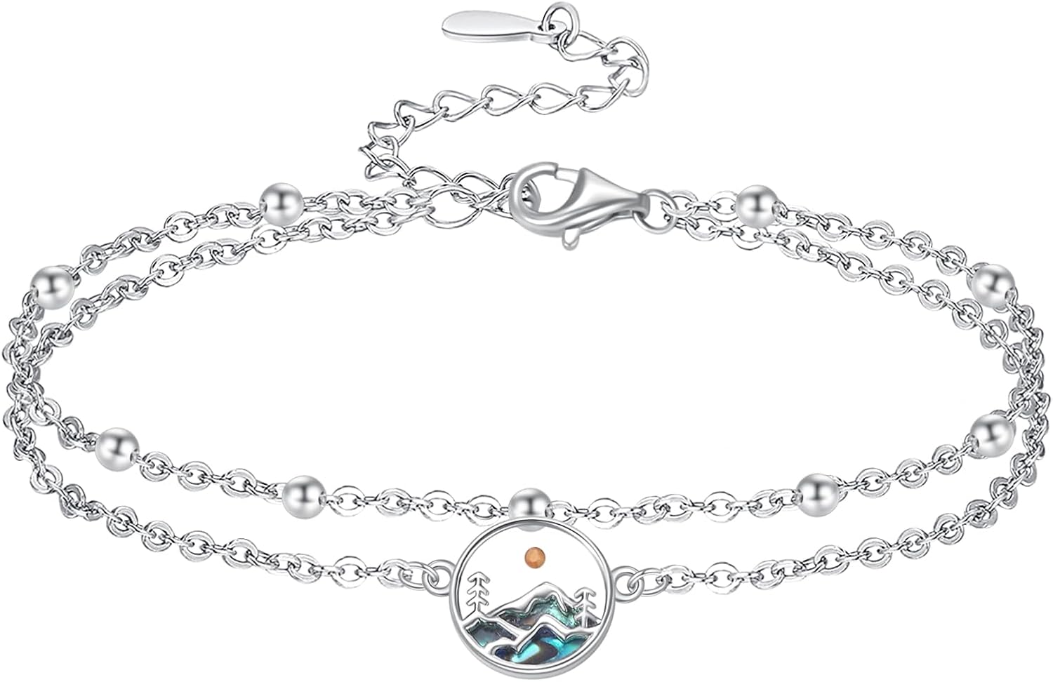 Palpitate Mustard Seed Anklet Bracelet 925 Sterling Silver Chain for Women Musturd seed Mountain Anklet Jewelry Christmas Gifts Adustable Chain