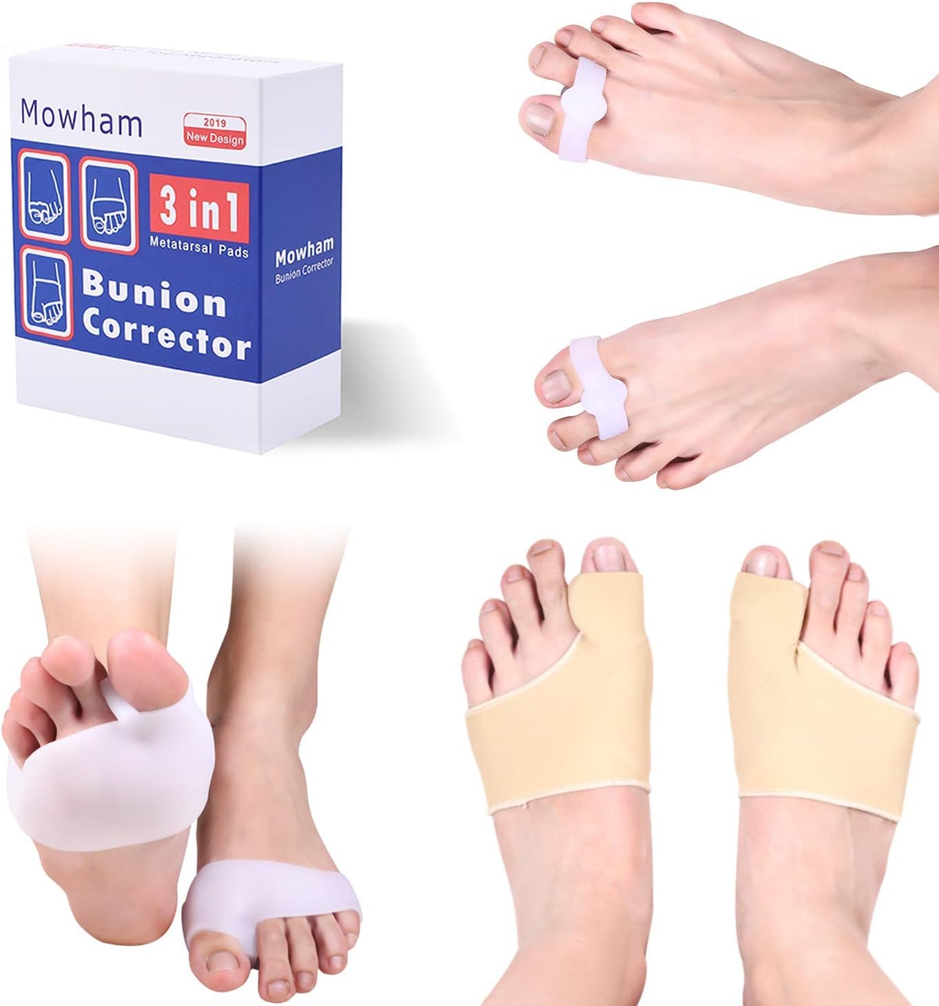 Bunion Corrector & Bunion Relief 6pcs Big Toe Separators Set - in Hallux Valgus,Non-Slip Protector Sleeves | Hammer Toe Straighteners | Bunion Pads