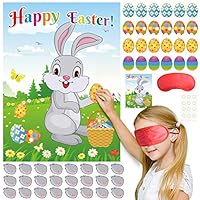 FEPITO Kinder Ostern Spiel, der Schwanz mit dem Kaninchen genagelt, mit 24 Nägeln in den Nagel Hase Eier für die Ostern Partei Ostereier verziert mit 24 Aufkleber, Osterei Jagd