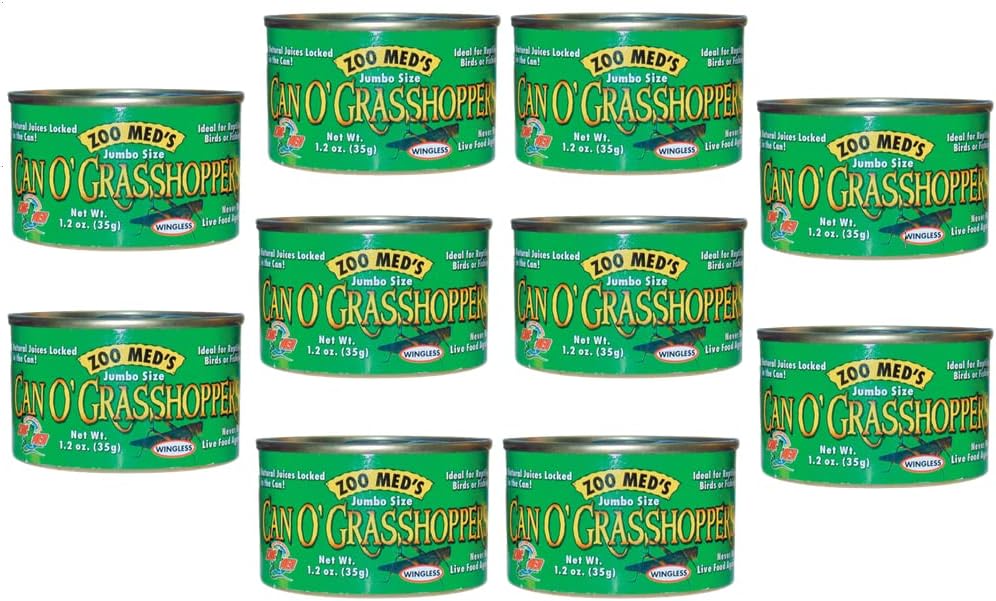 Zoo Med Can O' Jumbo Sized Grasshoppers 1.2 oz - Pack of 10