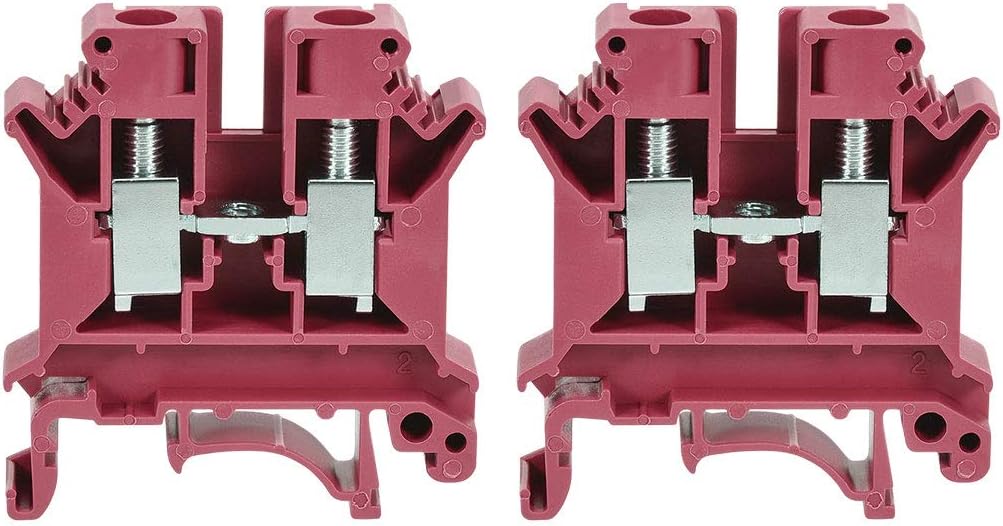 uxcell DIN Rail Terminal Block UK6N 800V 57A Screw Type Connector 6mm2 Red 2 Pcs