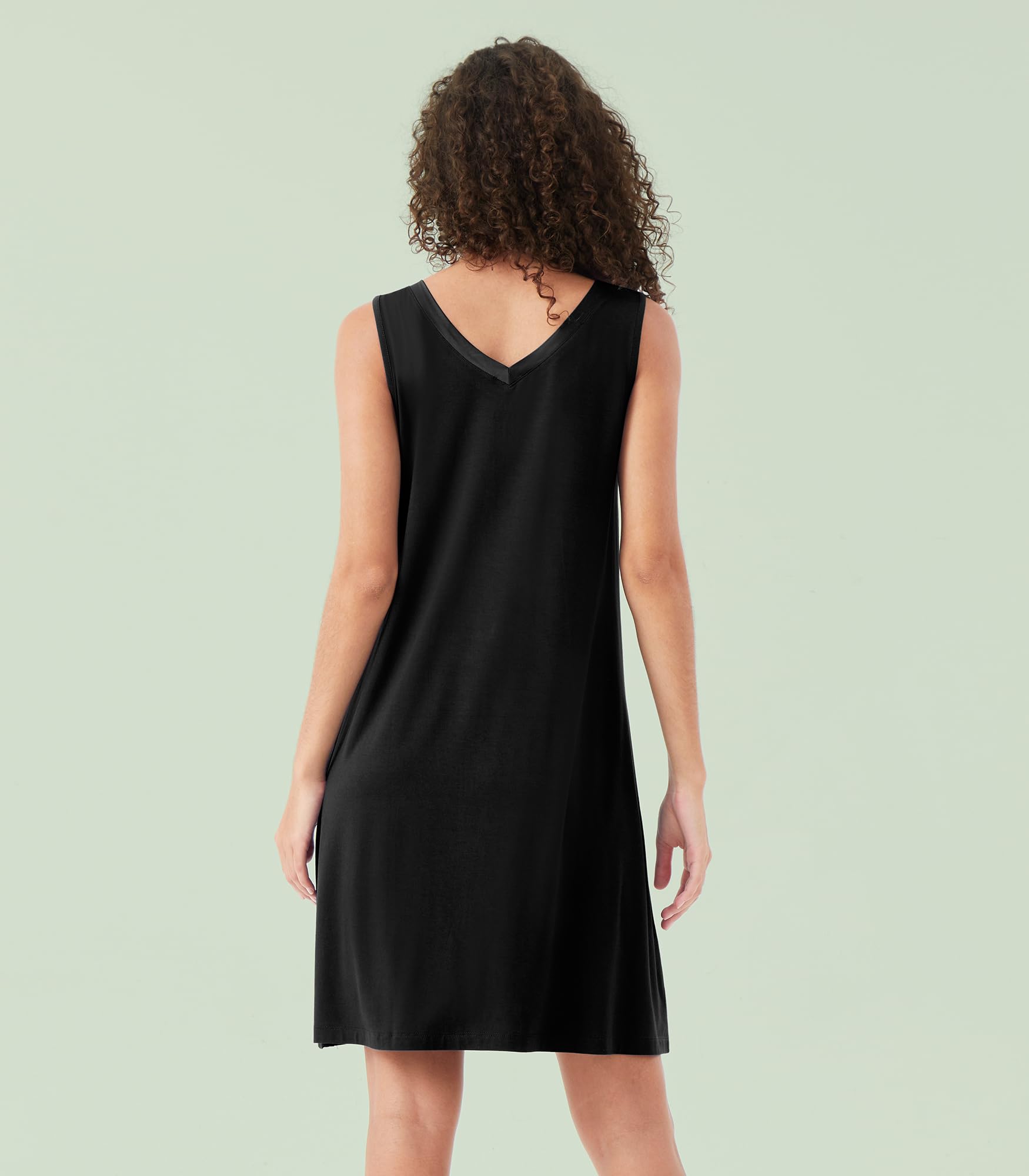 WiWi Bamboo Nightgown for Women Sleeveless Sleepwear Lightweight V Neck Sleep Shirt Plus Size Sleep Dress S-4X