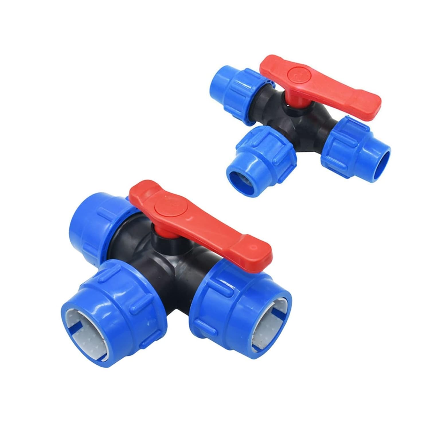1/2 Quot; 3/4 Quot; 1 Quot; 1.25 Quot; 1.5 Quot; 2 Quot; Tee Plastic Ball Valve Water Splitter T-Type PE Fast Connection Pipe Quick Union 20/25/32/40/50/63mm 1Pcs(40MM)