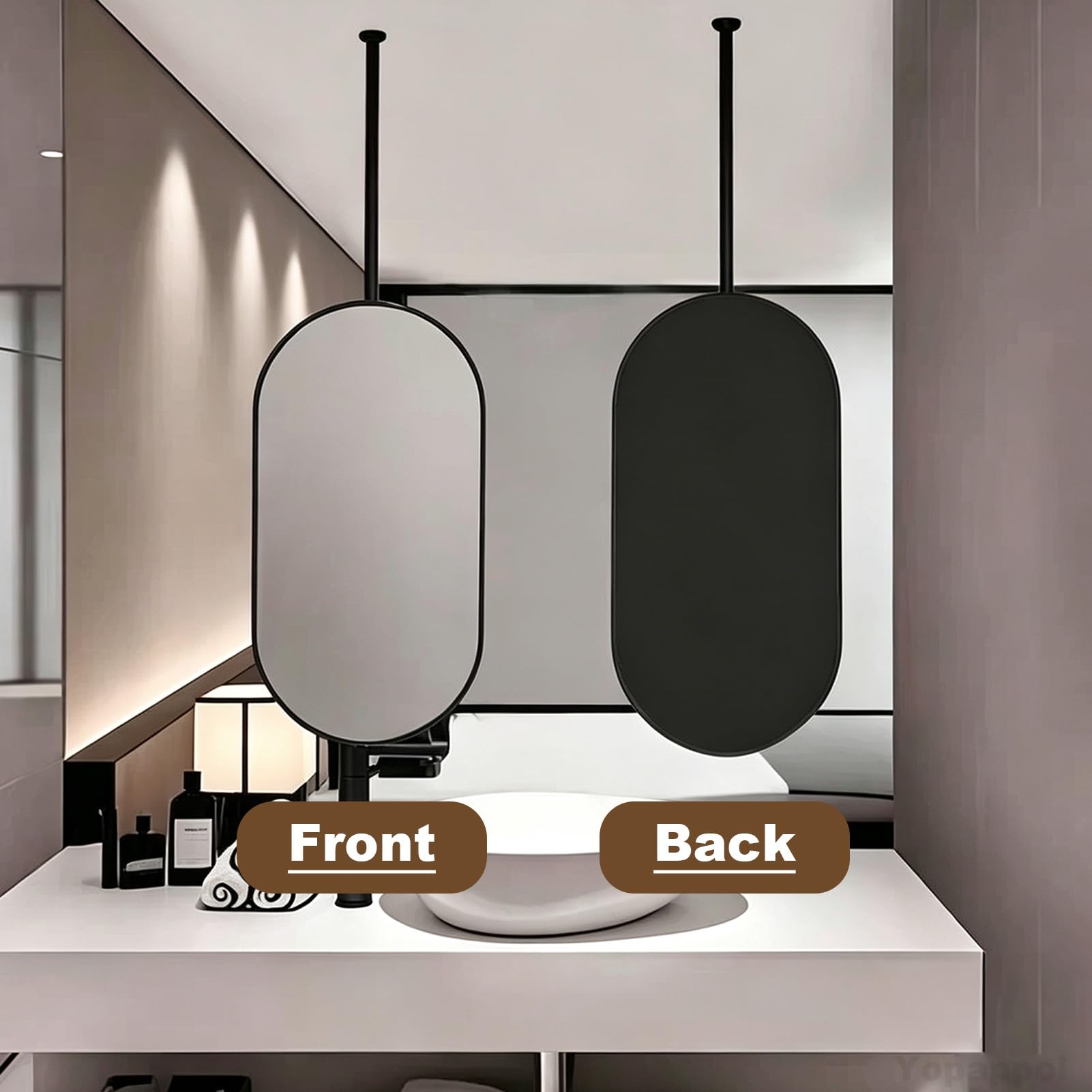 Specchi Per Trucco E Trucco Per Il Bagno, Specchio Da Appendere Al Soffitto, Specchio A Parete, Cornice In Metallo Con Vetro Infrangibile HD Per Ingresso, Soggiorno, Camera Da Letto(40cmx60cm)