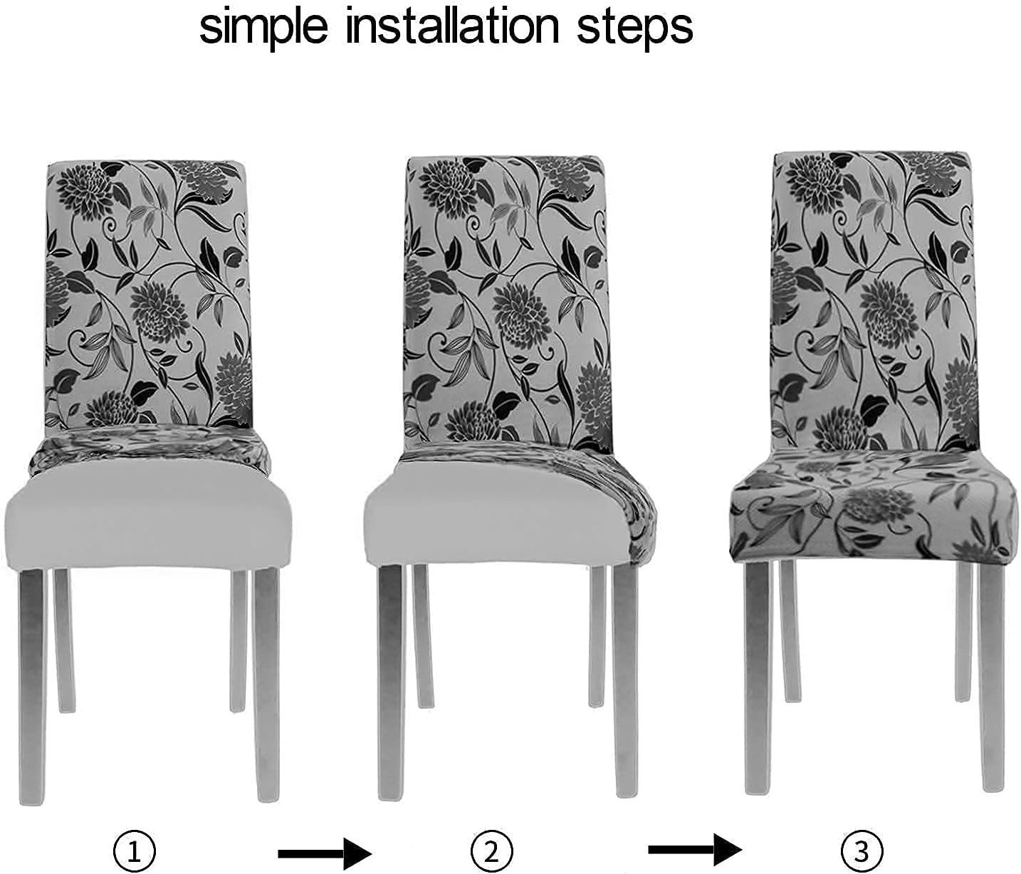 6 Pieces Stretch Removable Washable Short Dining Chair Covers, Dining Room Chair Protector Seat Slipcover for Hotel,Banquet,Wedding,Party (Style 05)