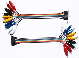 Haitronic Unique 2 in 1 alligator clip to dupont wire 10pin 20cm male, crocodile clip to jumper wire 10pin 20cm female for test lead Arduino hookup / Raspberry pi/ Orange pi/ Makey Makey & 3D print Micro: Bit prototype