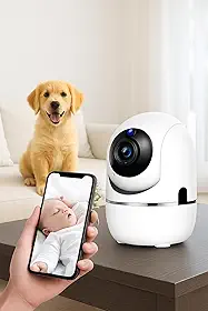 Câmera Babá Eletrônica Wi-Fi com Áudio Bidirecional, Visão Noturna e Detecção de Movimento – Monitoramento Inteligente para Bebês e Pets, Bivolt, Acesso Remoto via App