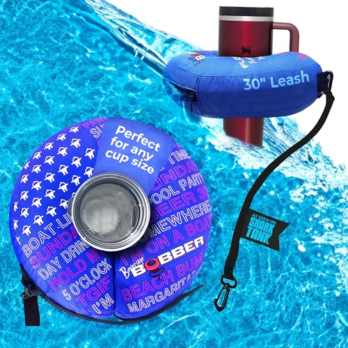 Human Bobber Inflatable Floating Drink Holder for Pool - Drink Float bar floaties for Adults to Hold Beer Can, Cup or Wine Bottle in Hot Tub, Swimming Pool, Lake or Boat - Blue Large