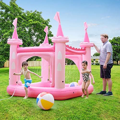 Teamson Kids - Piscina Inflable Para Niños Water Fun Castle - Rosa - Tk-48271P-Uk/Eu