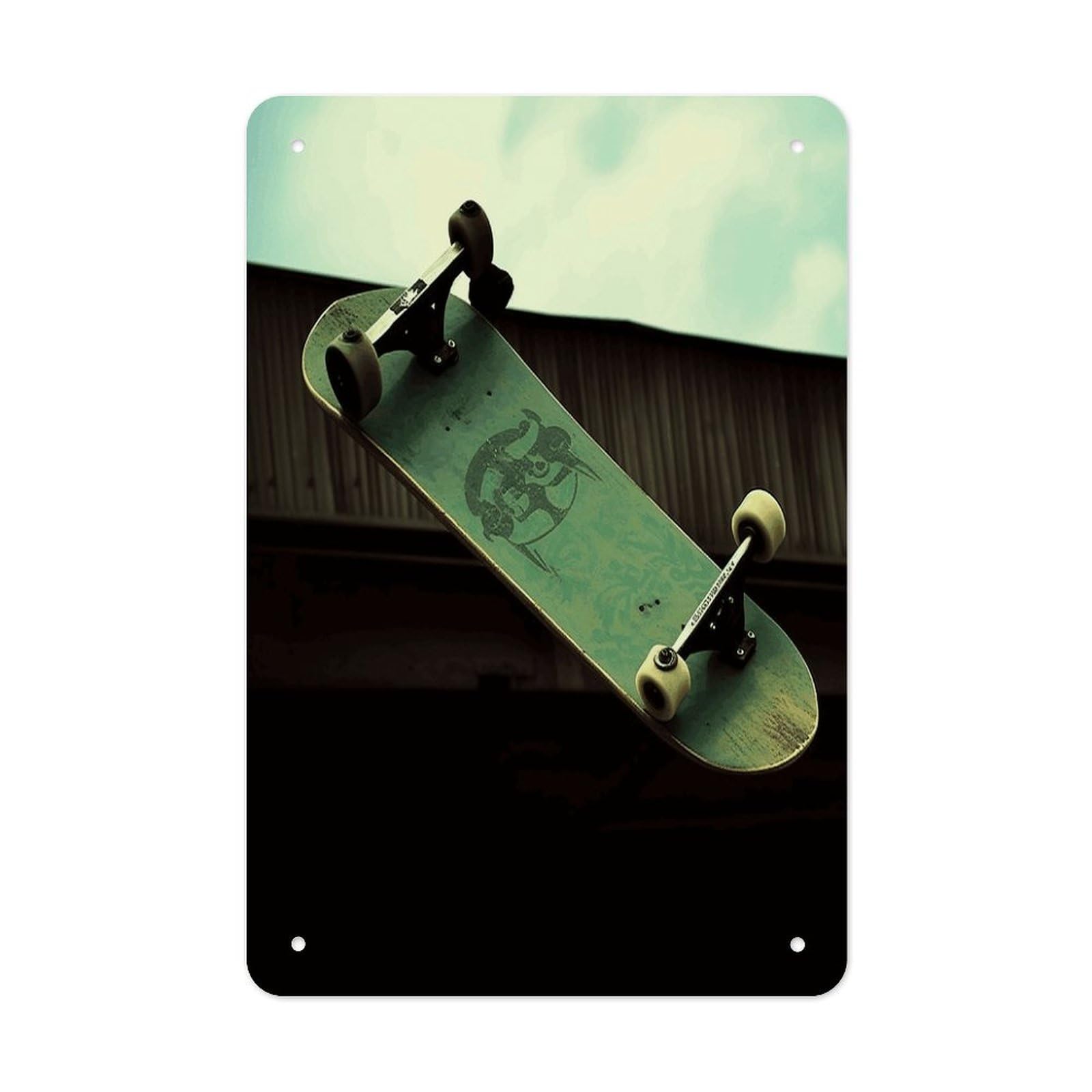 Skateboard Metal Tin Sign Wall Decor Funny Retro Sign Weatherproof Metal Wall Art for Indoor Or Outdoor Retro Tin Signs for Kitchen Office Home Bar Decor 11.8 X 7.9 Inch