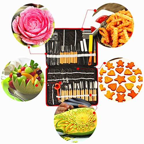 Eoocvt FBA_COMINHKG072413 80Pcs Set Portable Vegetable Fruit Food Peeling Culinary Kitchen Carving Sculpting Modeling Tools Kit Pack thumb #4