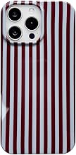 Brown and Blue Striped Phone Case for iPhone 16 Pro Max | Cute Aesthetic Vintage Vertical Lines, Chic Retro Trendy Y2K Slim Glossy Soft Protective Cover for Girls Women