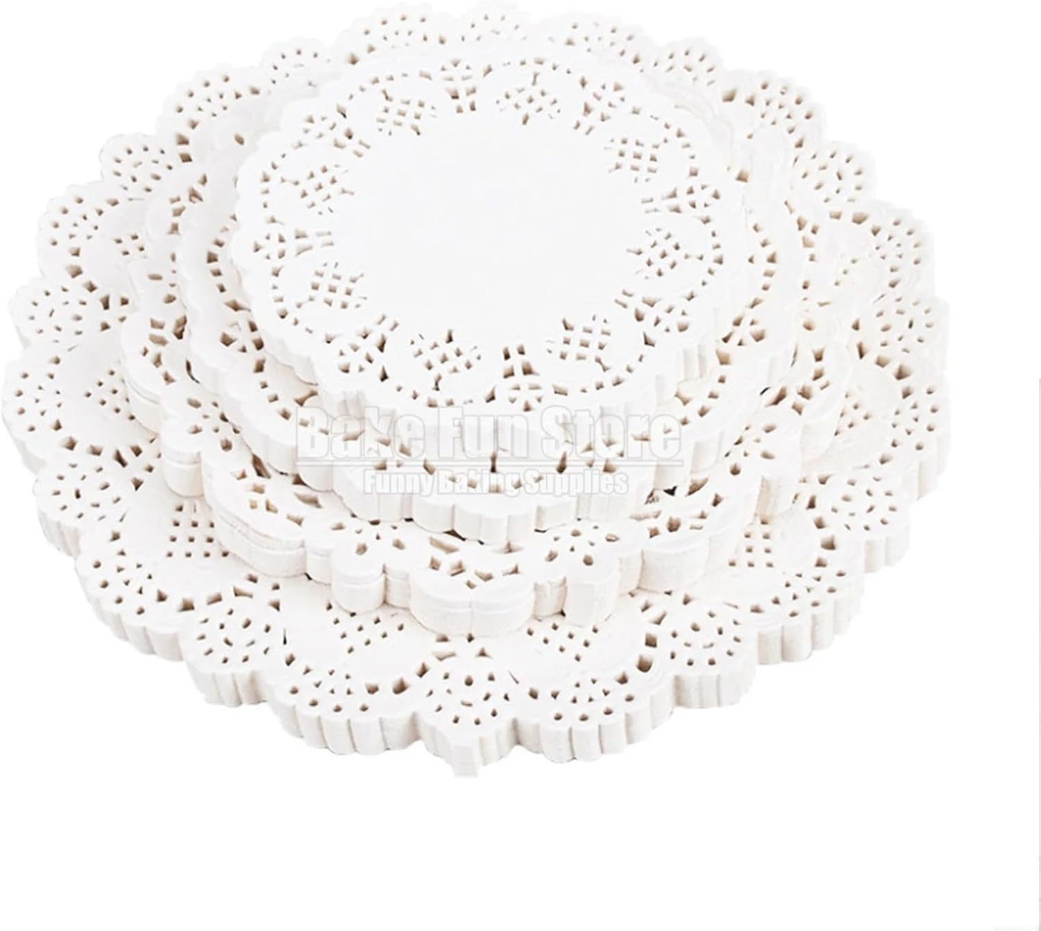 Doilies 4.5 to 12 Inch Round White Paper Doilies Cake Bread Fried Chicken Basket Mat Placemats Food Holder DIY Baking 150pcs a Pack For Cakes Desserts Crafts(10.5 Inch)